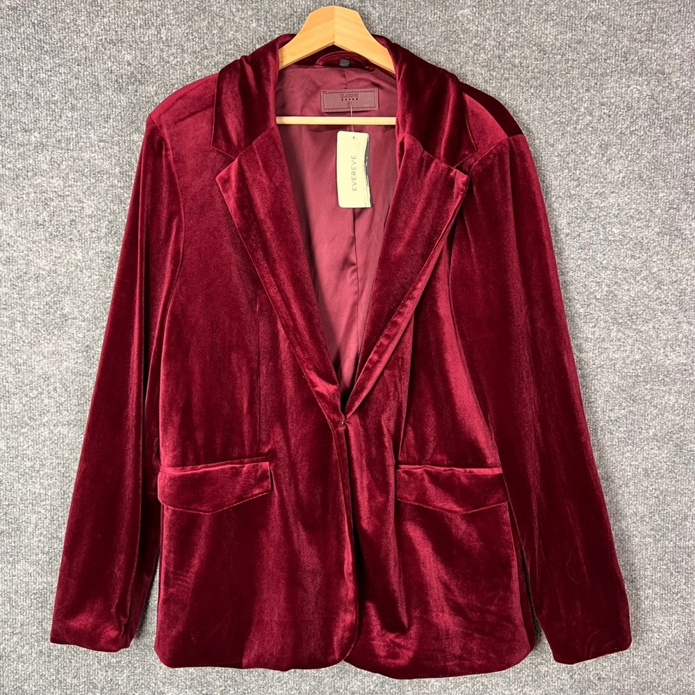 NEW $98 Blank NYC Blazer Womens XL Burgundy Velvet Long Sleeve Single Button